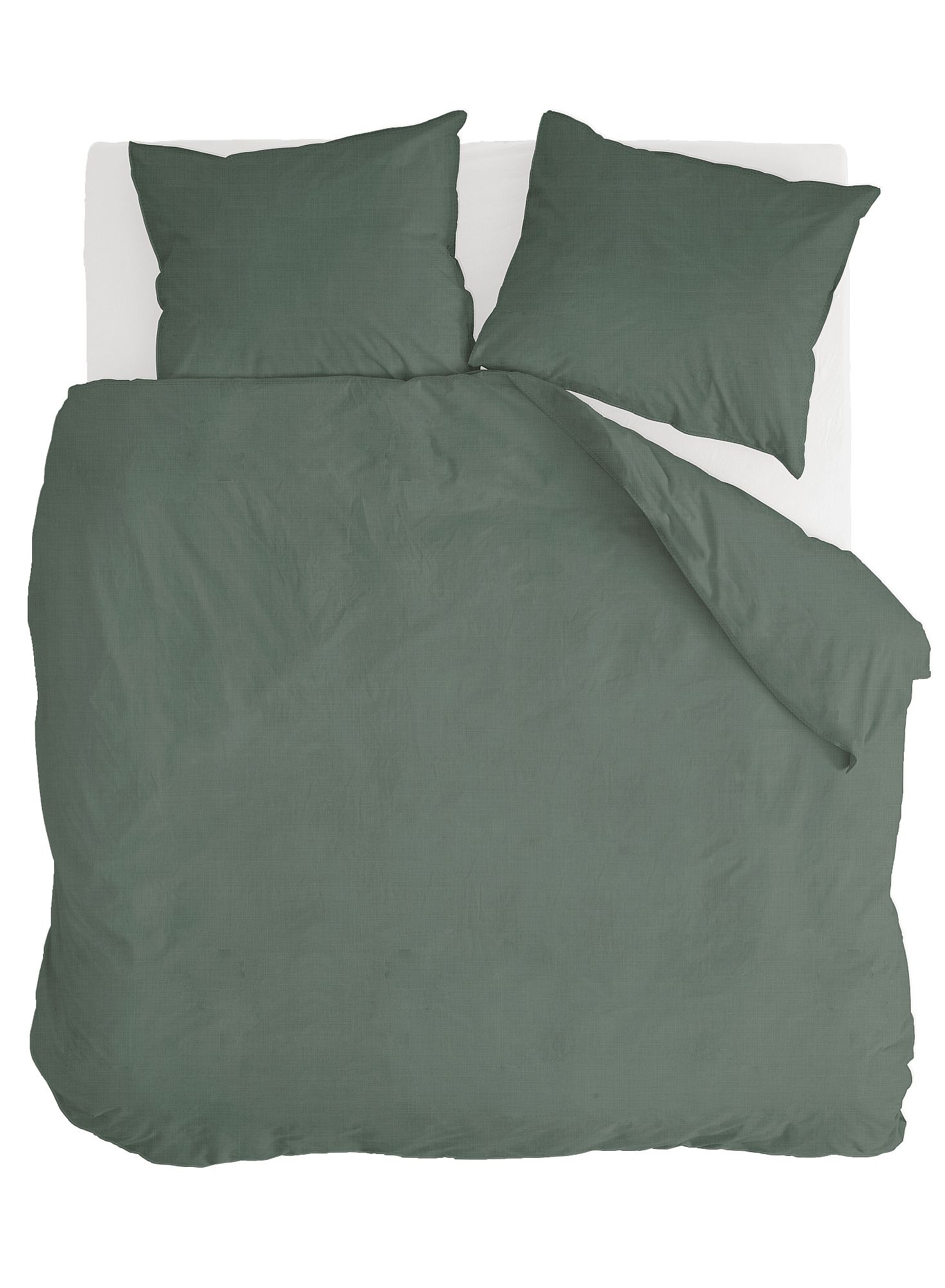 Walra Dekbedovertrek Vintage Cotton Donker Groen