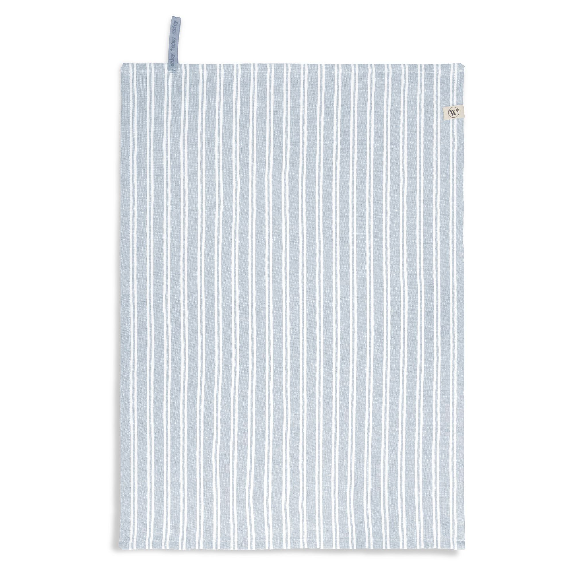 Walra Keuken- en Theedoekenset Dry with Cubes Uni, Stripes & Blocks Jeans Blauw