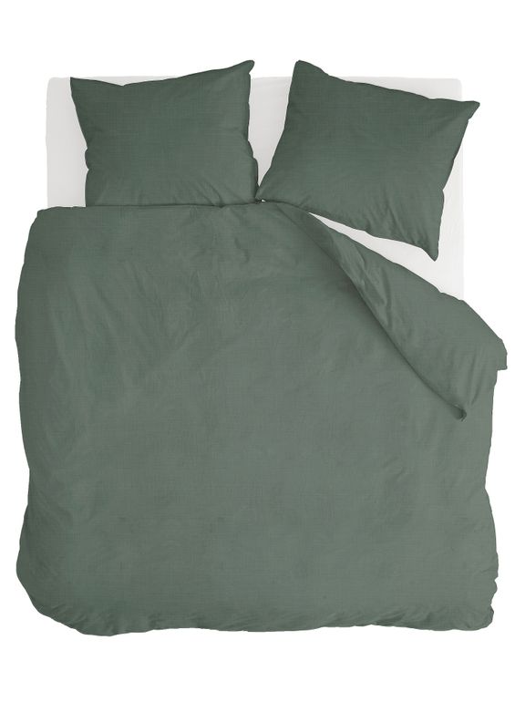 Walra Dekbedovertrek Vintage Cotton Donker Groen