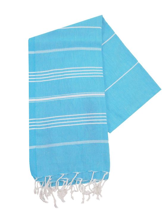 The One Towelling Hamamdoek Turquoise/Wit