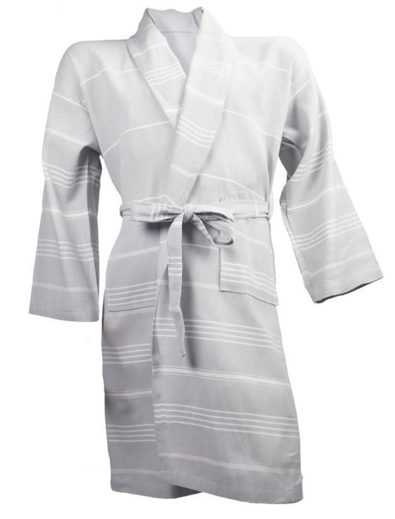 The One Towelling Hamam Badjas Light Grey/White